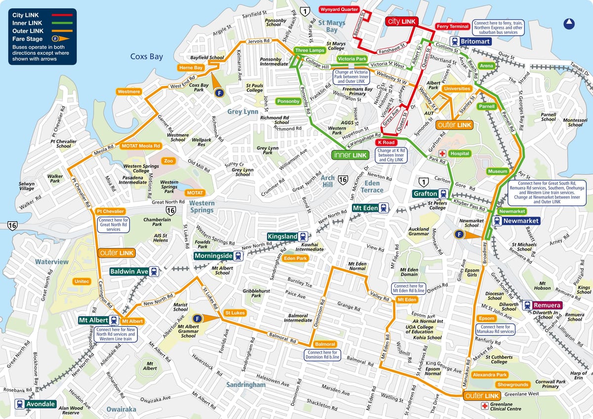 Oakland xəritəsi, avtobus marşrutlarının