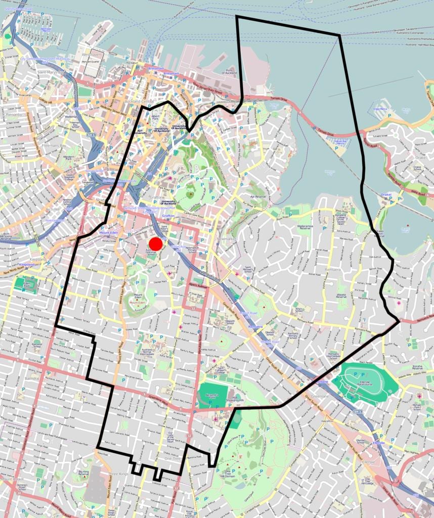 Oakland gimnaziyasının xəritədə zonalar