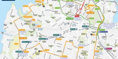 Oakland xəritəsi, avtobus marşrutlarının